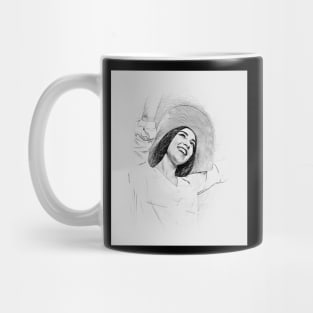 Woman  Hands Up sketch Art Mug